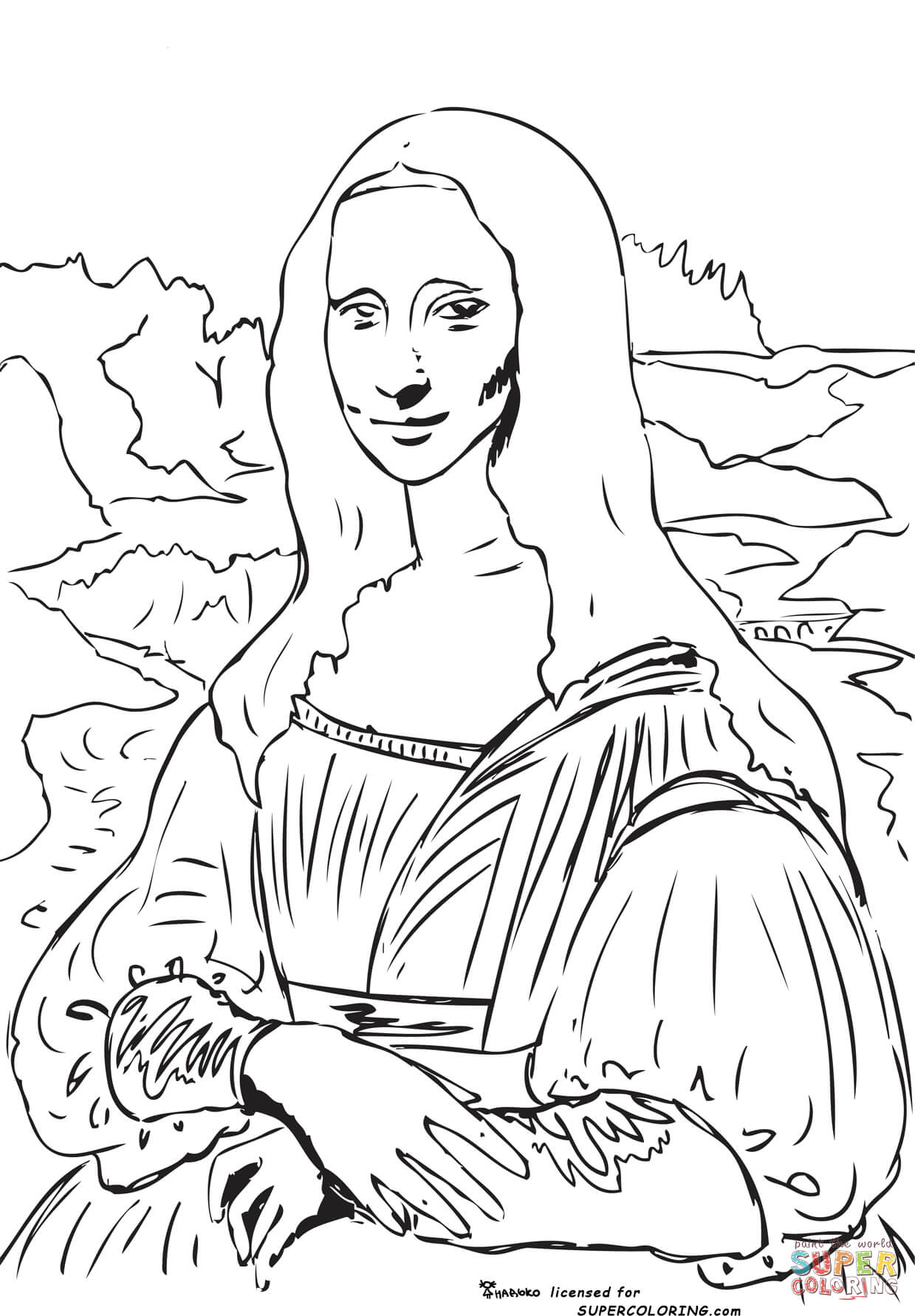 1239x1782 Mona Lisa La Gioconda Leonardo Da Vinci Coloring Page Free Mona