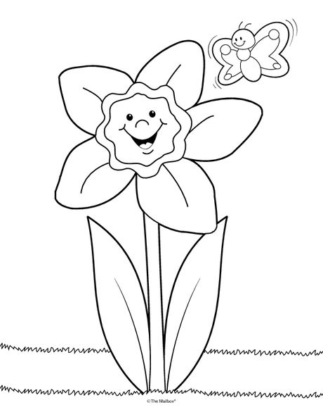 460x595 Daffodil Coloring Page. Perfect For Little Ones. Couldlso Be