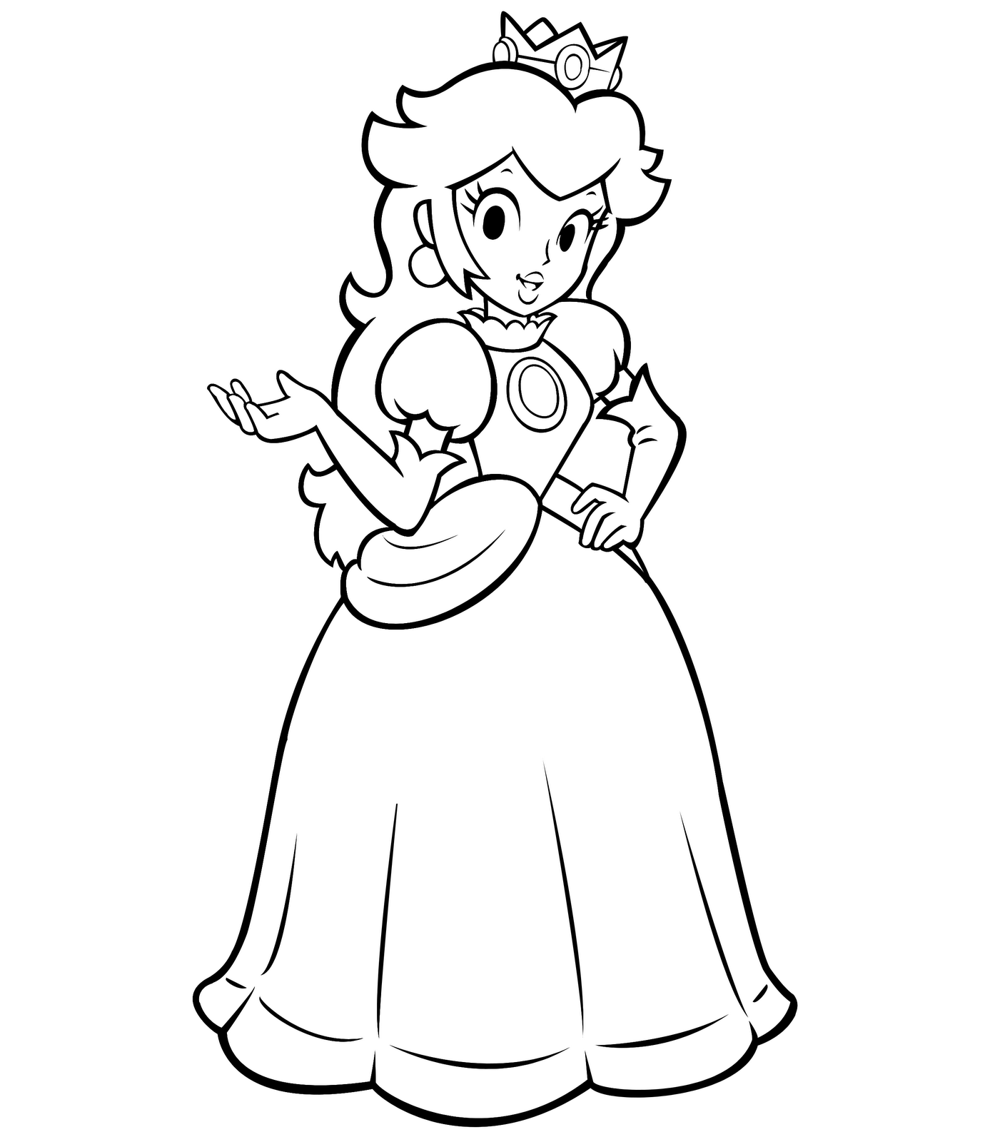 1387x1600 Mario Princess Daisy Coloring Page Free Printable Pages Throughout