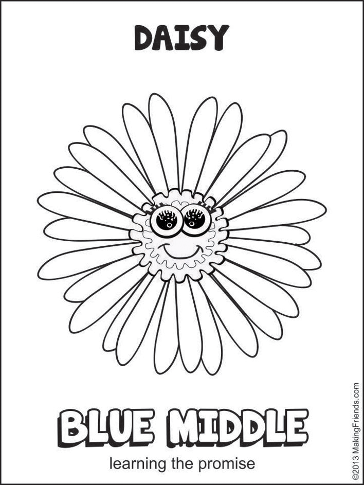 708x943 Blue Middle Daisy Petal Coloring Page. Get Your Daisy Girl Scouts