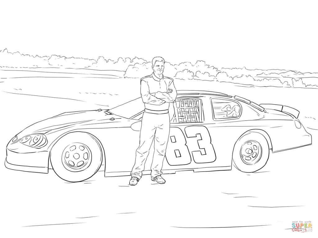 1024x768 Dale Earnhardt Jr With His Car Coloring Page Download