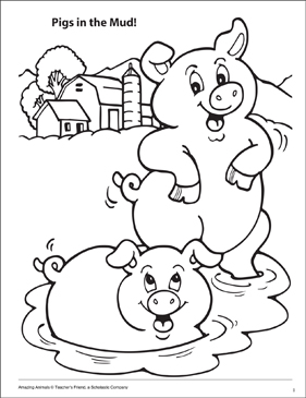 281x365 Pigs In The Mud! Amazing Animals Coloring Page Printable