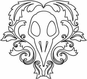 300x272 Dark And Natural, This Bird Skull Surrounded By Damask Scrollwork