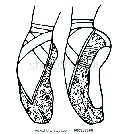 450x470 Pointe Shoes Coloring Pages Coloring Page Shoes Coloring Pages