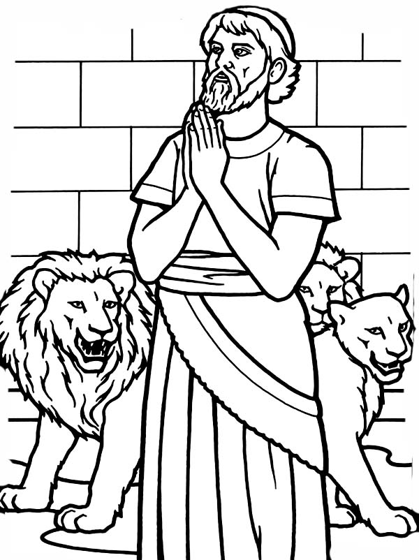 Daniel Pray To God In Daniel And The Lions Den Coloring Page 600x802 Daniel Pray To God In Daniel And The Lions Den Coloring Page