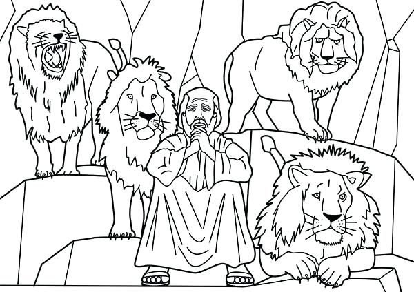 600x424 Daniel The Lions Den Coloring Sheet Plus Four Lions