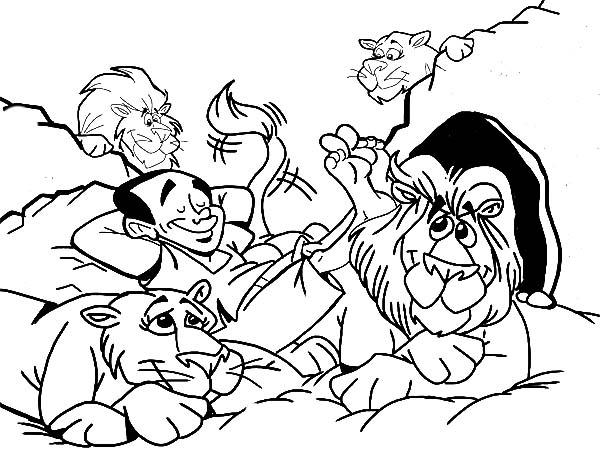 600x450 Daniel Relaxed With The Lions In Daniel And The Lions Den Coloring