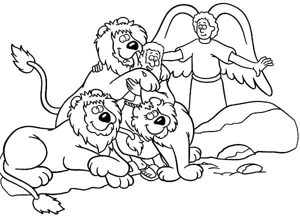 600x436 Daniel Saved From An Angel In Daniel And The Lions Den Coloring