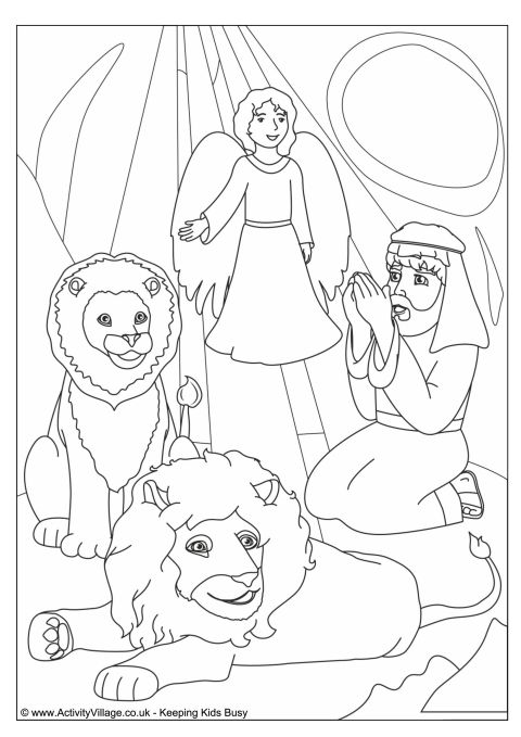 480x679 Daniel In The Lions' Den Colouring Page