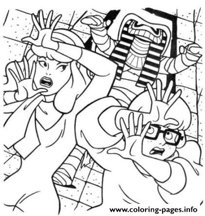 421x444 Mummy Chasing Velma And Daphne Scooby Doo 45ae Coloring Pages
