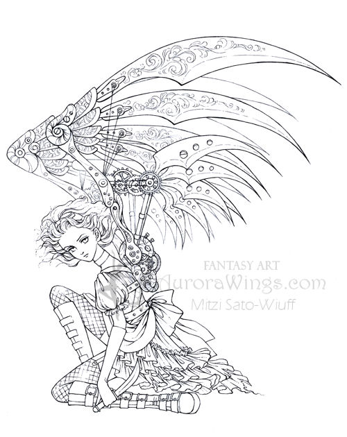 Steampunk Printable Coloring Book Page 500x630 Steampunk Printable Coloring Book Page