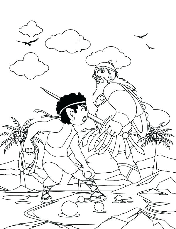 600x780 David And Goliath Coloring Page Download Printable Keywords David