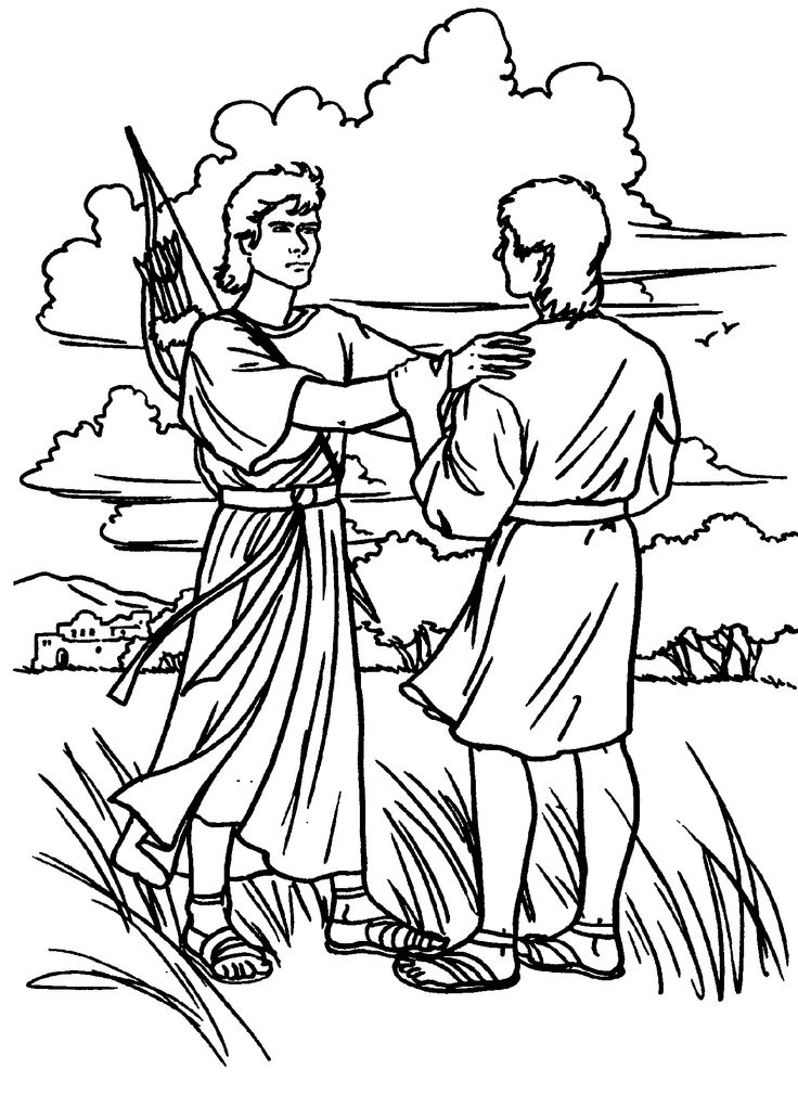 736x1033 David And Jonathan Coloring Page