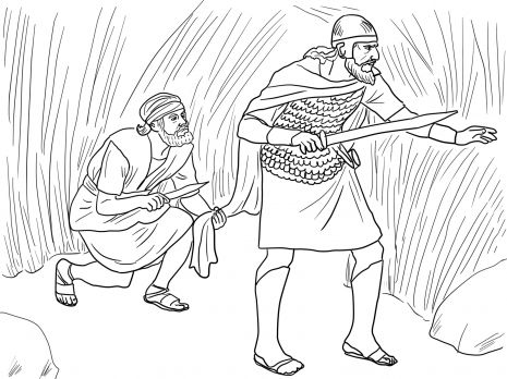465x348 David And Saul Coloring Pages David Cuts Saul's Robe Coloring