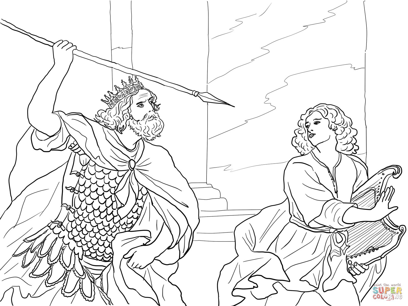 1600x1200 David Flees From Saul Coloring Page Sunday School Class