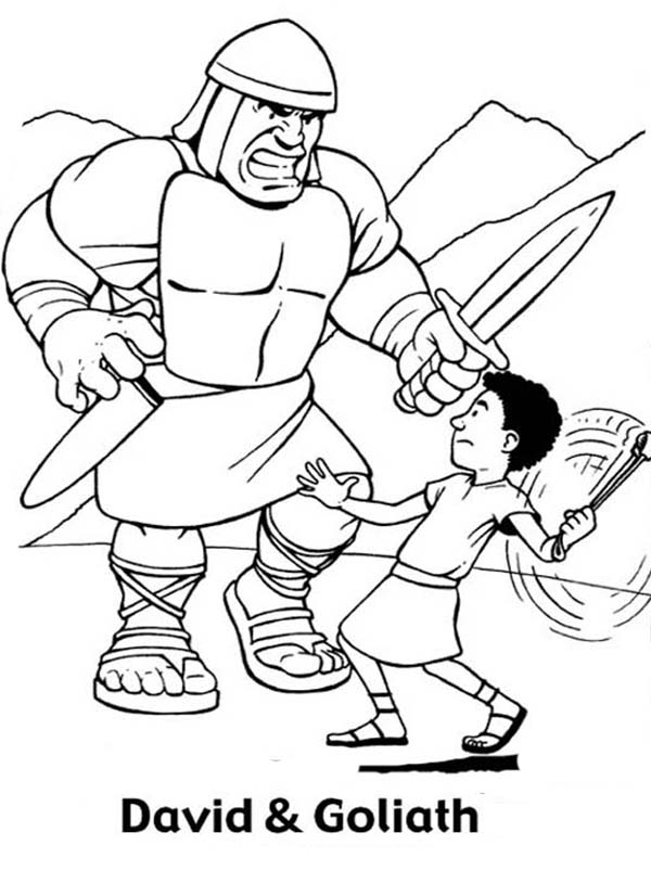 Great Battle David Versus Goliath In The Bible Heroes Coloring 600x803 Great Battle David Versus Goliath In The Bible Heroes Coloring