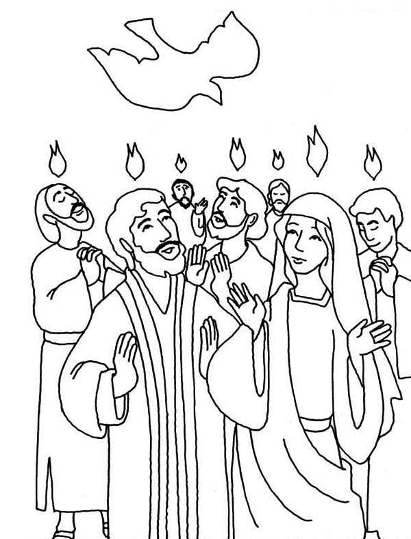 600x787 Pentecost Coloring Page Everyone Is Praise Pentecost Day Coloring