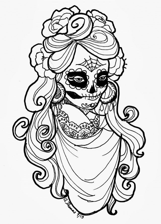 Day Of The Dead Coloring Pages For Adults 640x891 Day Of The Dead Coloring Pages For Adults