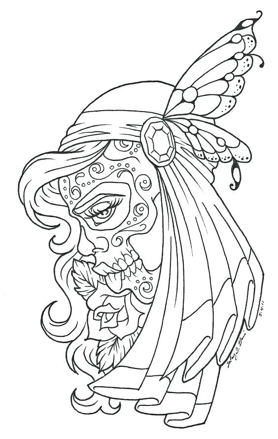 564x889 Dia De Los Muertos Coloring Pages Day Of The Dead Girl Dia De Los