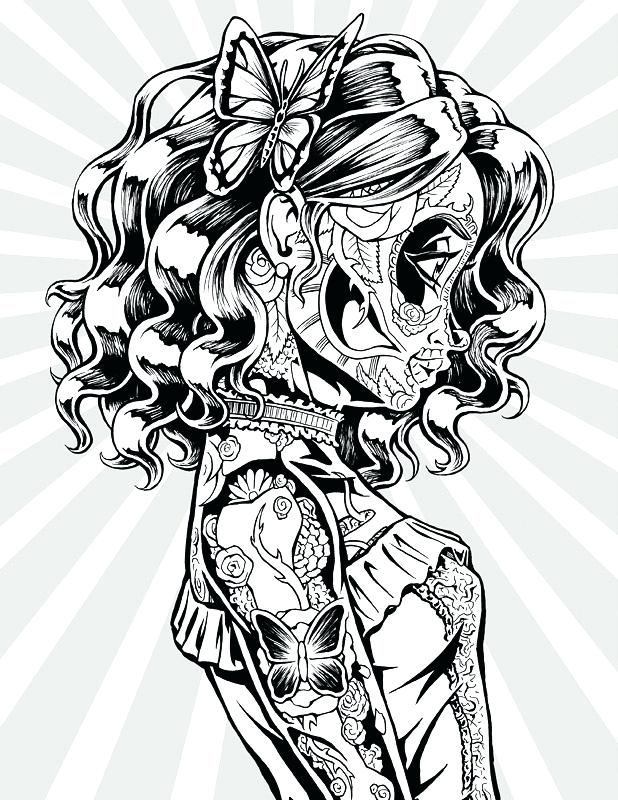 618x800 El Dia De Los Muertos Coloring Pages Dia De Los Muertos Couple