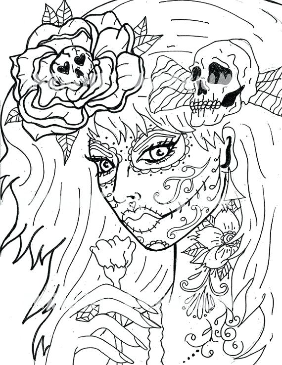 570x738 Day Of The Dead Coloring Page Day Of The Dead Girl Coloring Page