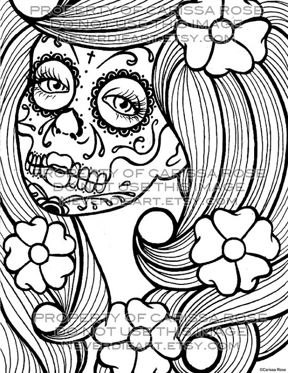 570x738 Day Of The Dead Tattoo Flash Digital Download Print Your Own