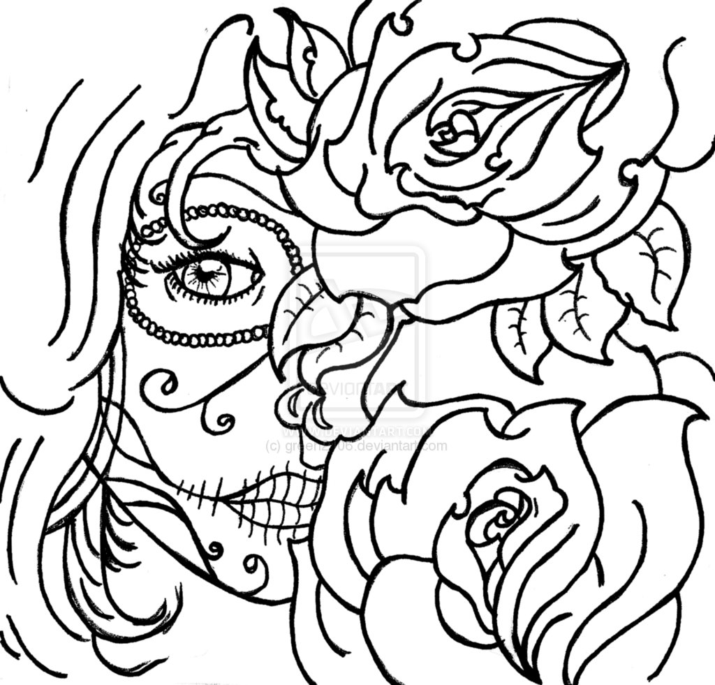 1024x981 Sugar Skull Girl Coloring Pages