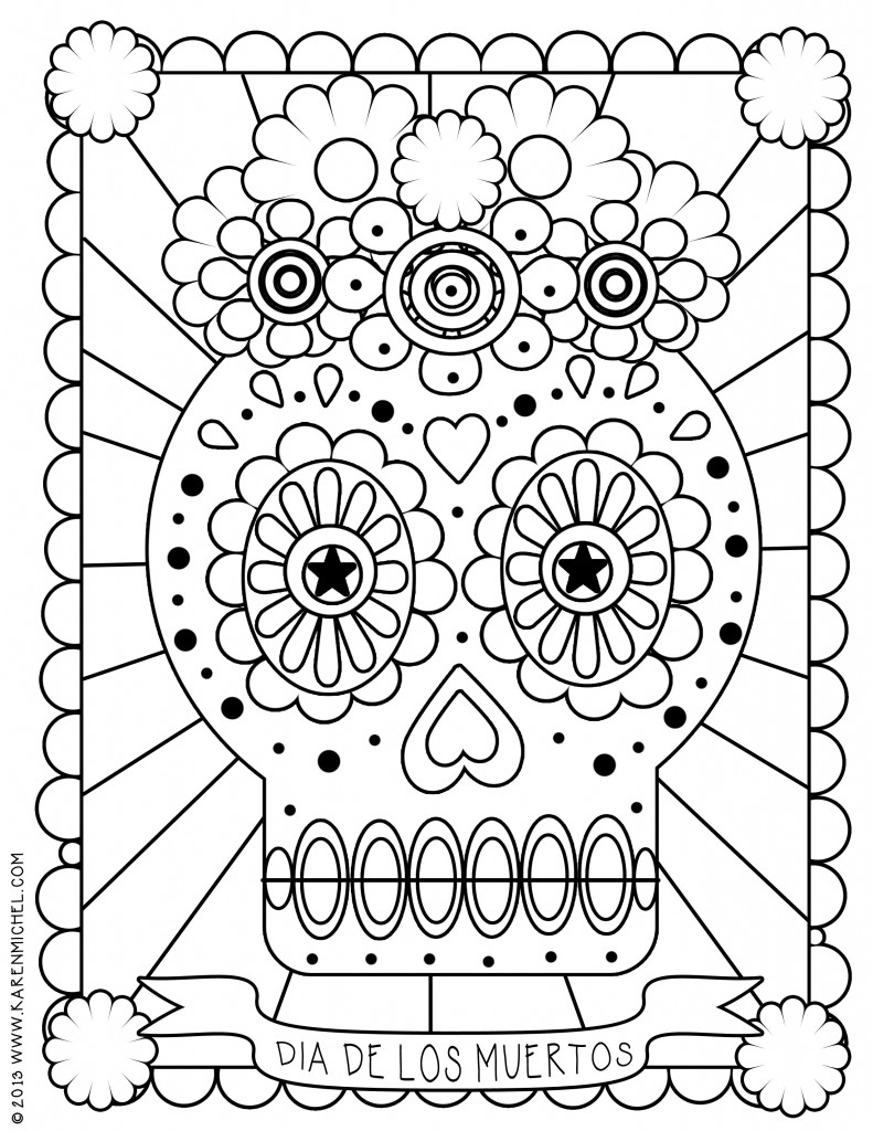 791x1024 Day Of Dead Girl Coloring Pages The Page Throughout Dia De Los