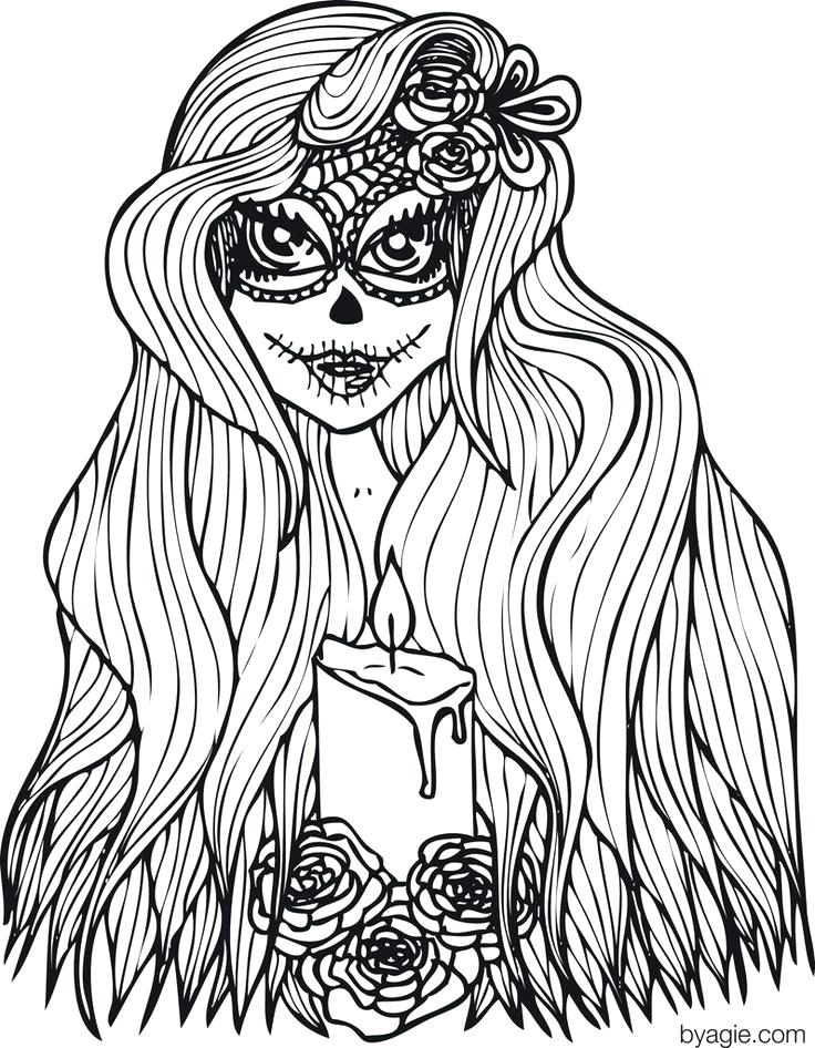 736x946 Day The Dead Color Pages Free Adult Colouring Printable Day