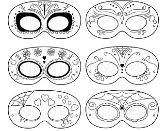 340x270 Sugar Skull Mask Printable Pattern. Day Of The Dead Mask.