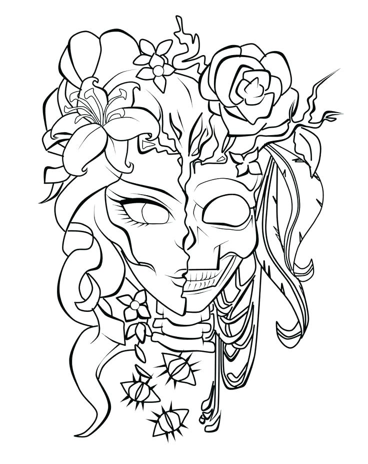 Day Of The Dead Coloring Pages For Professional 736x927 Day Of The Dead Coloring Pages For Professional