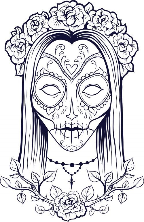 Sugar Skull Coloring Page 9 Calaveritas Mexicanas, Calaveras Y 500x774 Sugar Skull Coloring Page 9 Calaveritas Mexicanas, Calaveras Y