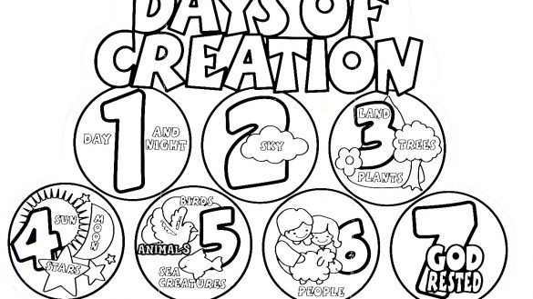 585x329 Days Of Creation Coloring Pages 73 With Days Of Creation Coloring