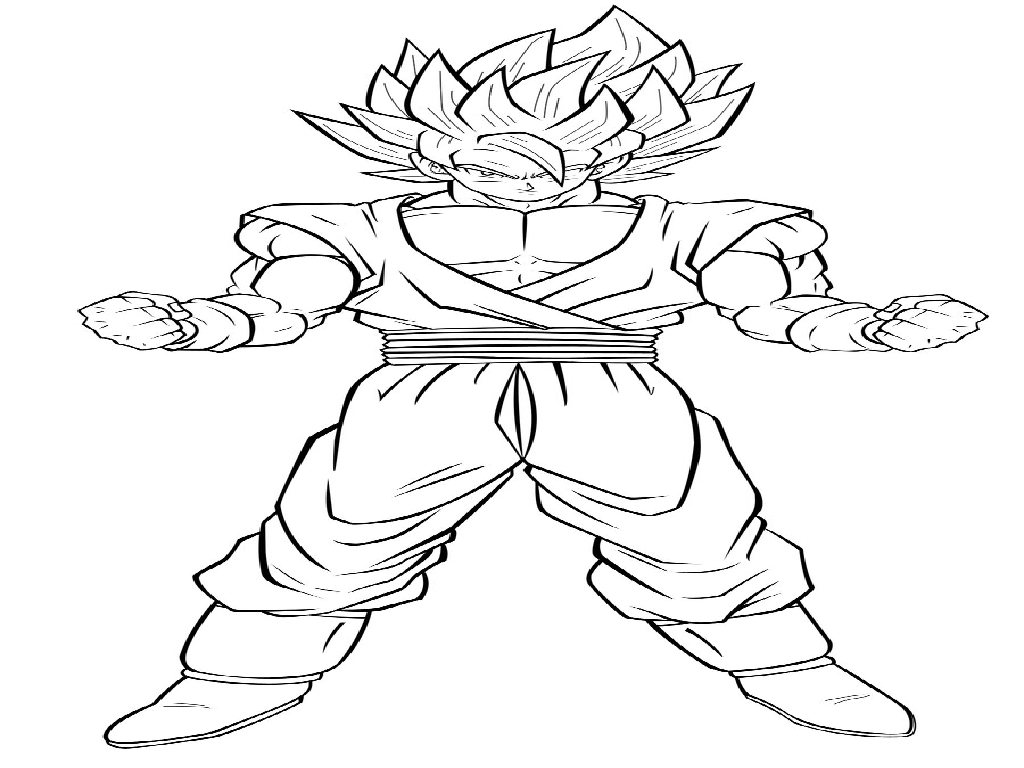 1024x768 Goku Printable Coloring Pages Goku Super Saiyan Coloring Page