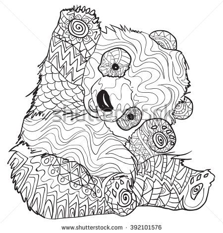 Hand Drawn Coloring Pages With Panda, Illustration For Adult Anti 450x470 Hand Drawn Coloring Pages With Panda, Illustration For Adult Anti