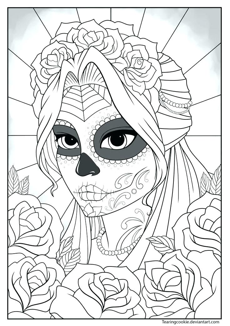 Girl Face Coloring Page Girl Face Coloring Pages Day Of Dead Skull 736x1040 Girl Face Coloring Page Girl Face Coloring Pages Day Of Dead Skull