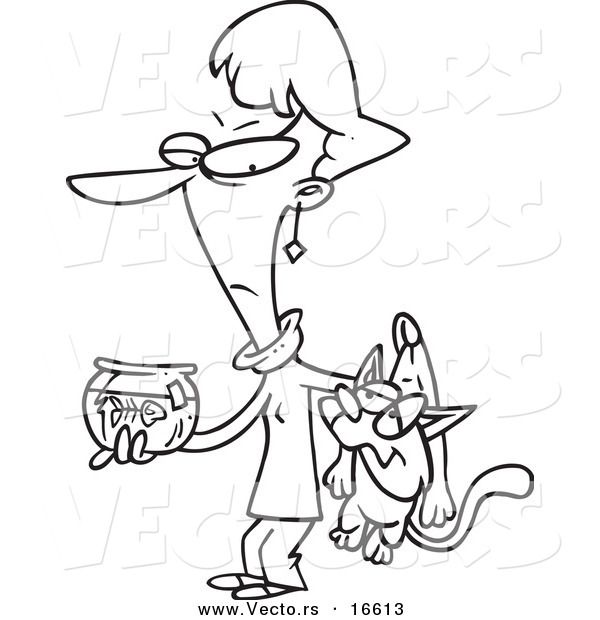 Vector Of Cartoon Girl Carrying Bad Catnd Dead Fish In 600x620 Vector Of Cartoon Girl Carrying Bad Catnd Dead Fish In
