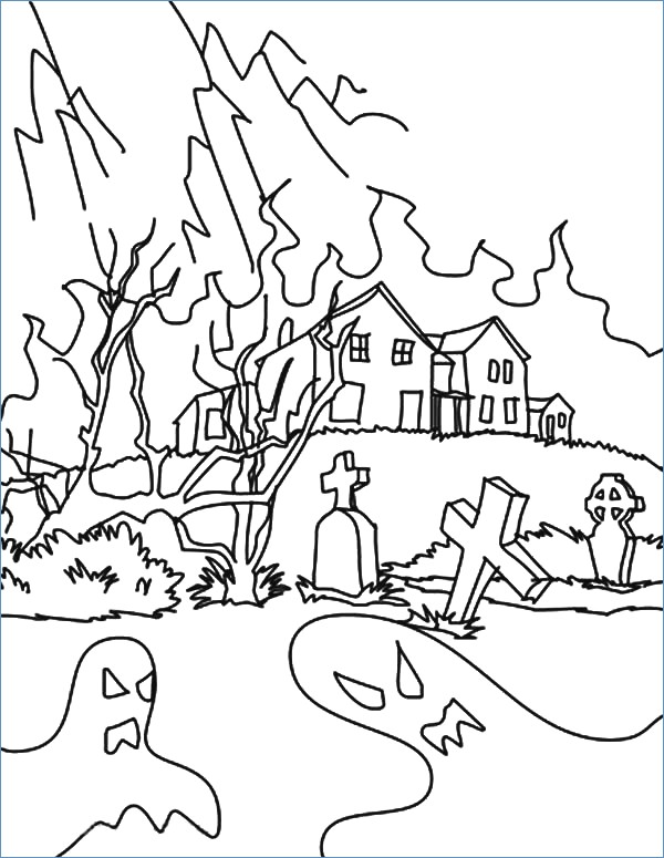 Halloween Coloring Pages Haunted House 600x775 Halloween Coloring Pages Haunted House
