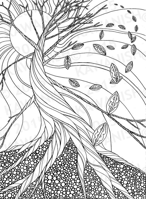 Dead Tree Autumn Zentangle Adult Coloring Page Gift Von Kawanish 570x776 Dead Tree Autumn Zentangle Adult Coloring Page Gift Von Kawanish