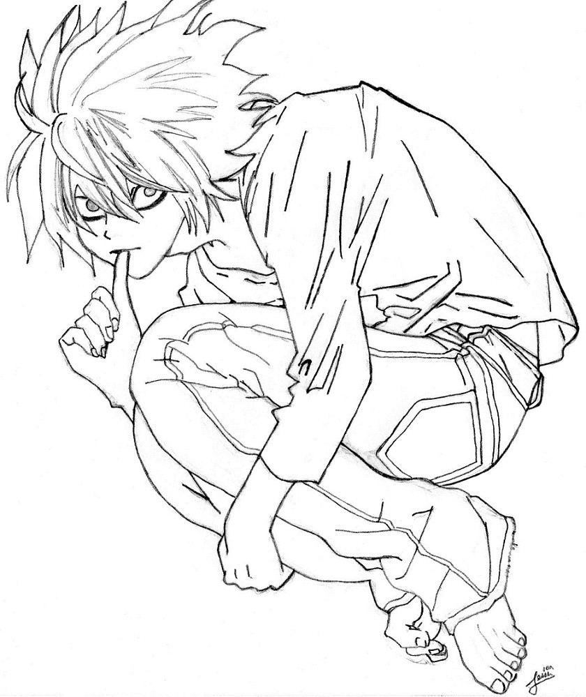 840x999 Pleasing Death Note Coloring Pages 26 L Lawliet From Page Free