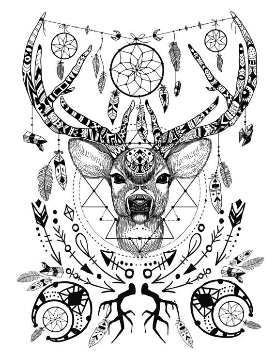 Adult Coloring Pages Mandala Of A Deer Download 570x738 Adult Coloring Pages Mandala Of A Deer Download