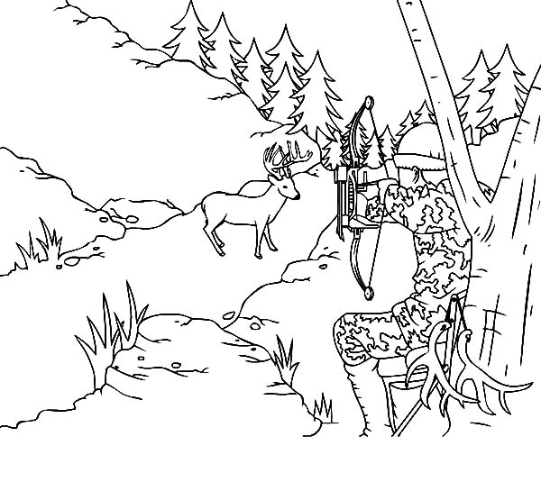600x535 Deer Hunting Coloring Pages With Camouflage Sky Get Bubbles