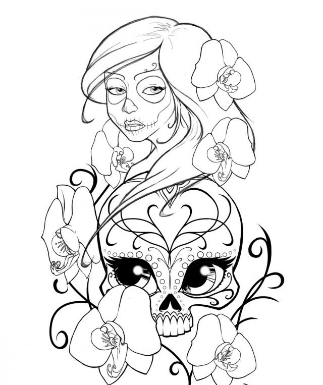 640x763 Sugar Skull Coloring Pages 309933