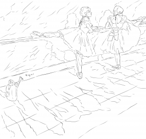 300x287 American Gothic By Grant Wood Painting Coloring Page