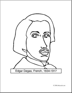 304x392 Clip Art Artists Edgar Degas (Coloring Page) I