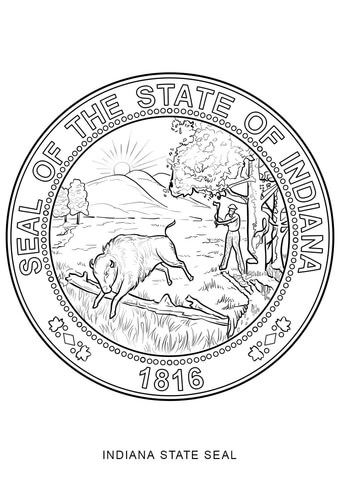 Delaware State Seal Coloring Page 340x480 Delaware State Seal Coloring Page