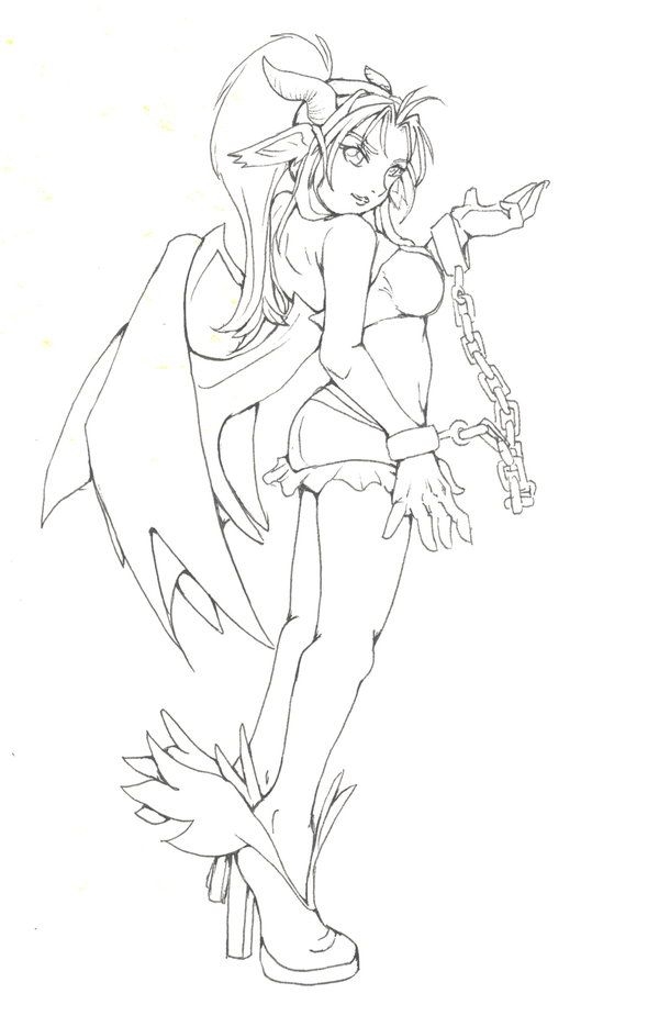 Anime Devil Girl Coloring Pages Printable 600x925 Anime Devil Girl Coloring Pages Printable