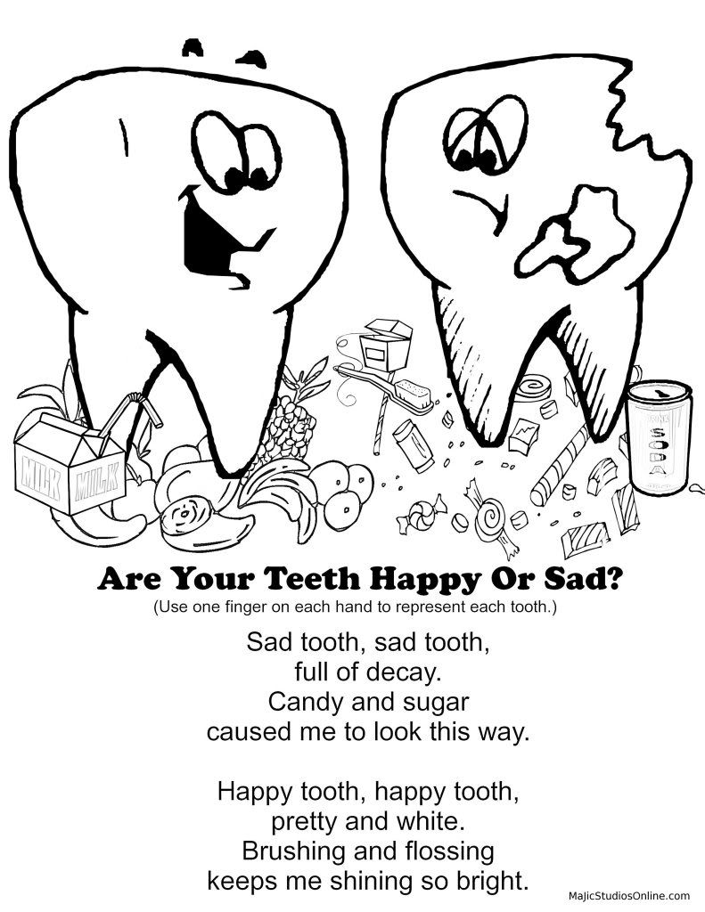 791x1024 Teeth Coloring Pages Happy Tooth Amp Sad Tooth Fingerplay Dental