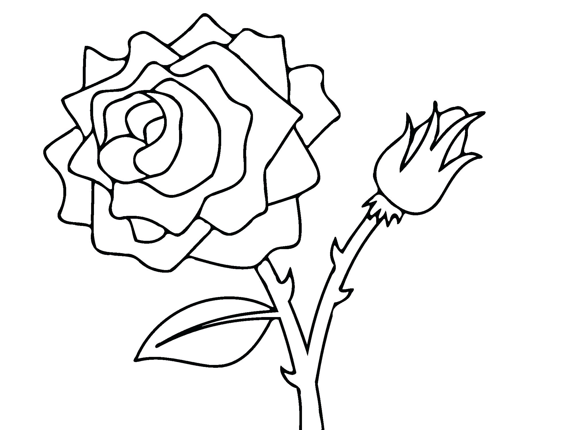 2000x1500 Rose Coloring Page Pages Hearts And Roses Good Drawing With Size