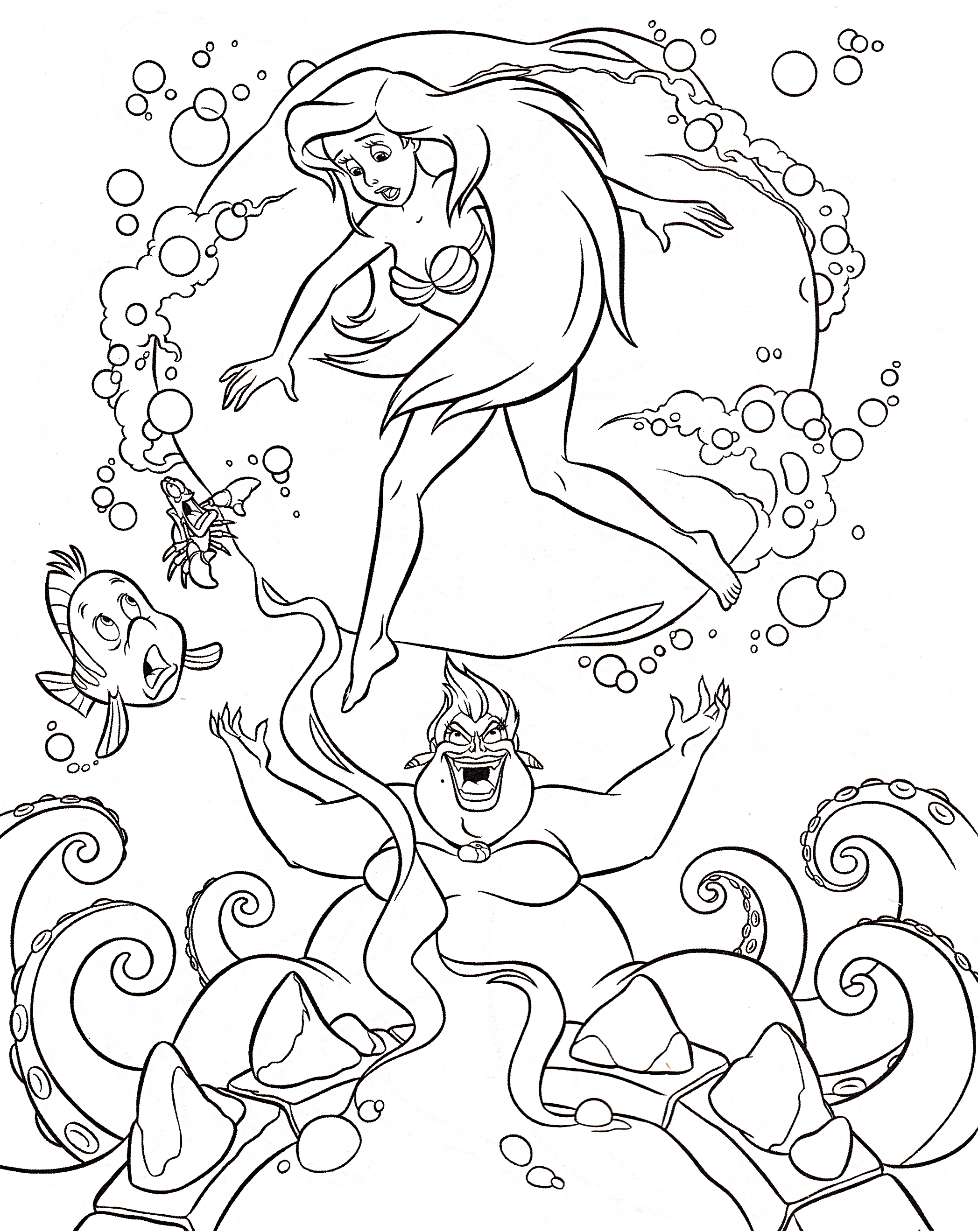Walt Disney Coloring Pages Flounder Sebastian Princess Ariel 2095x2640 Walt Disney Coloring Pages Flounder Sebastian Princess Ariel